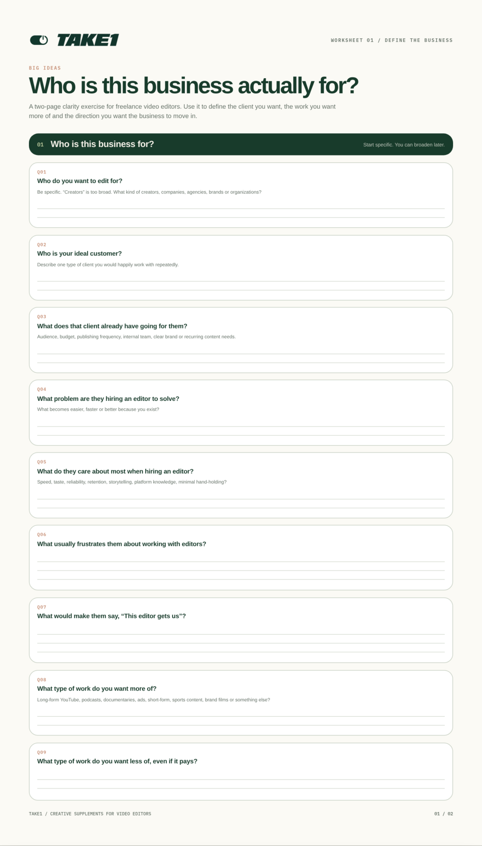 Business Clarity Worksheet: Who you want to serve